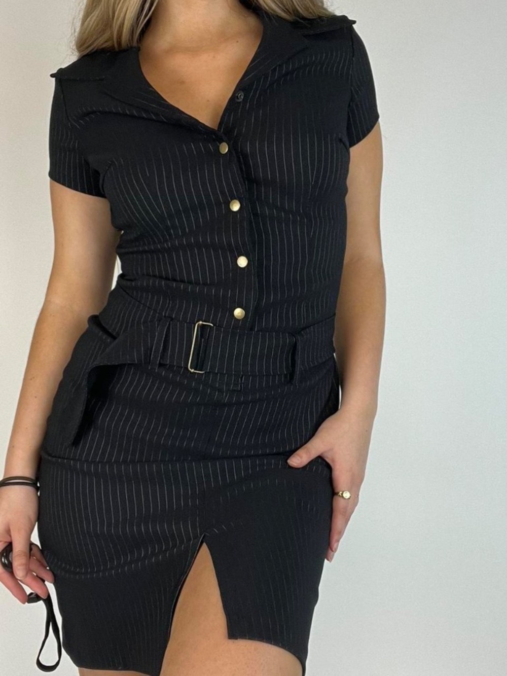ultimate office siren vintage y2k belted pinstripe dress